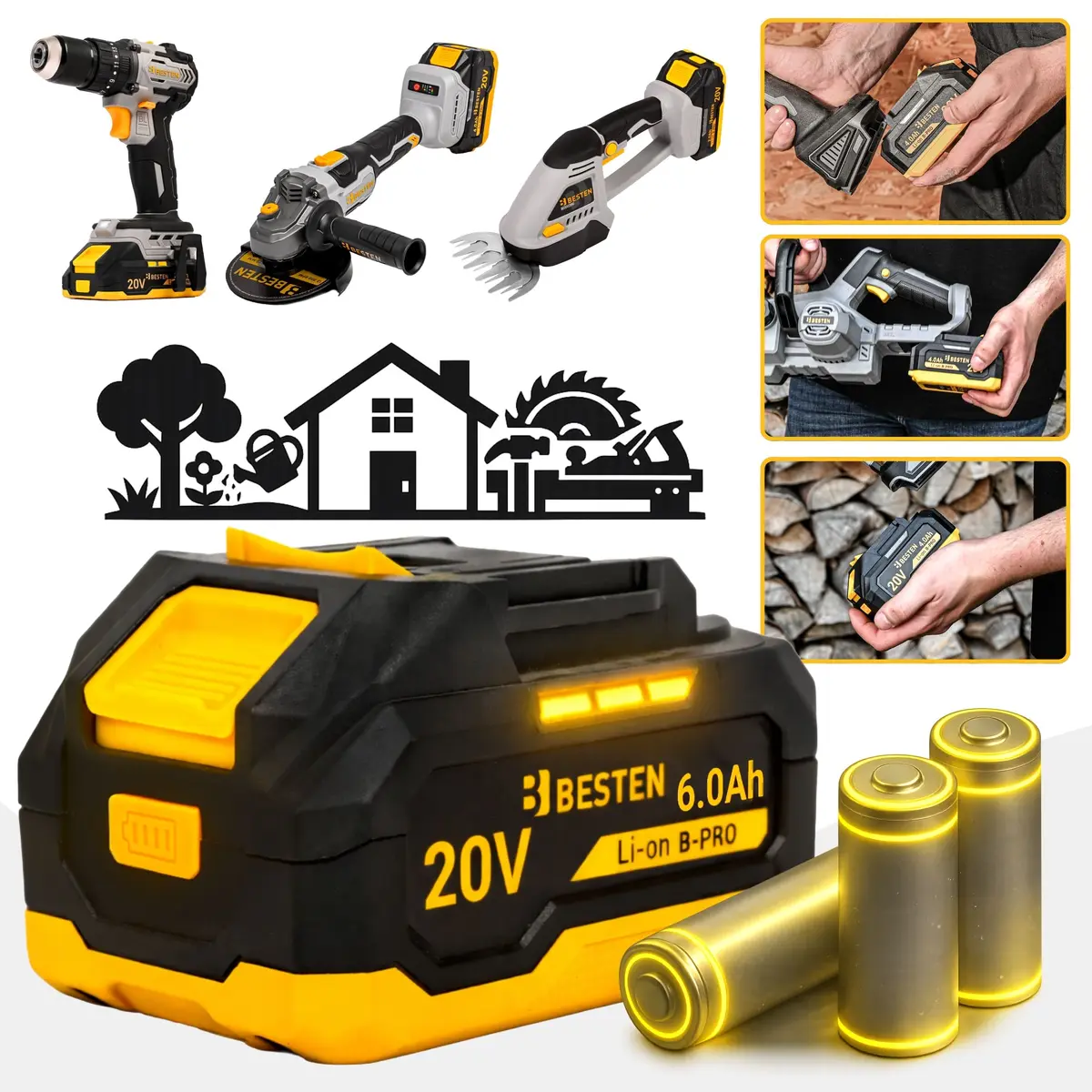 Akumulator BESTEN B-PRO 20V 6000 mAh system zabezpieczeń